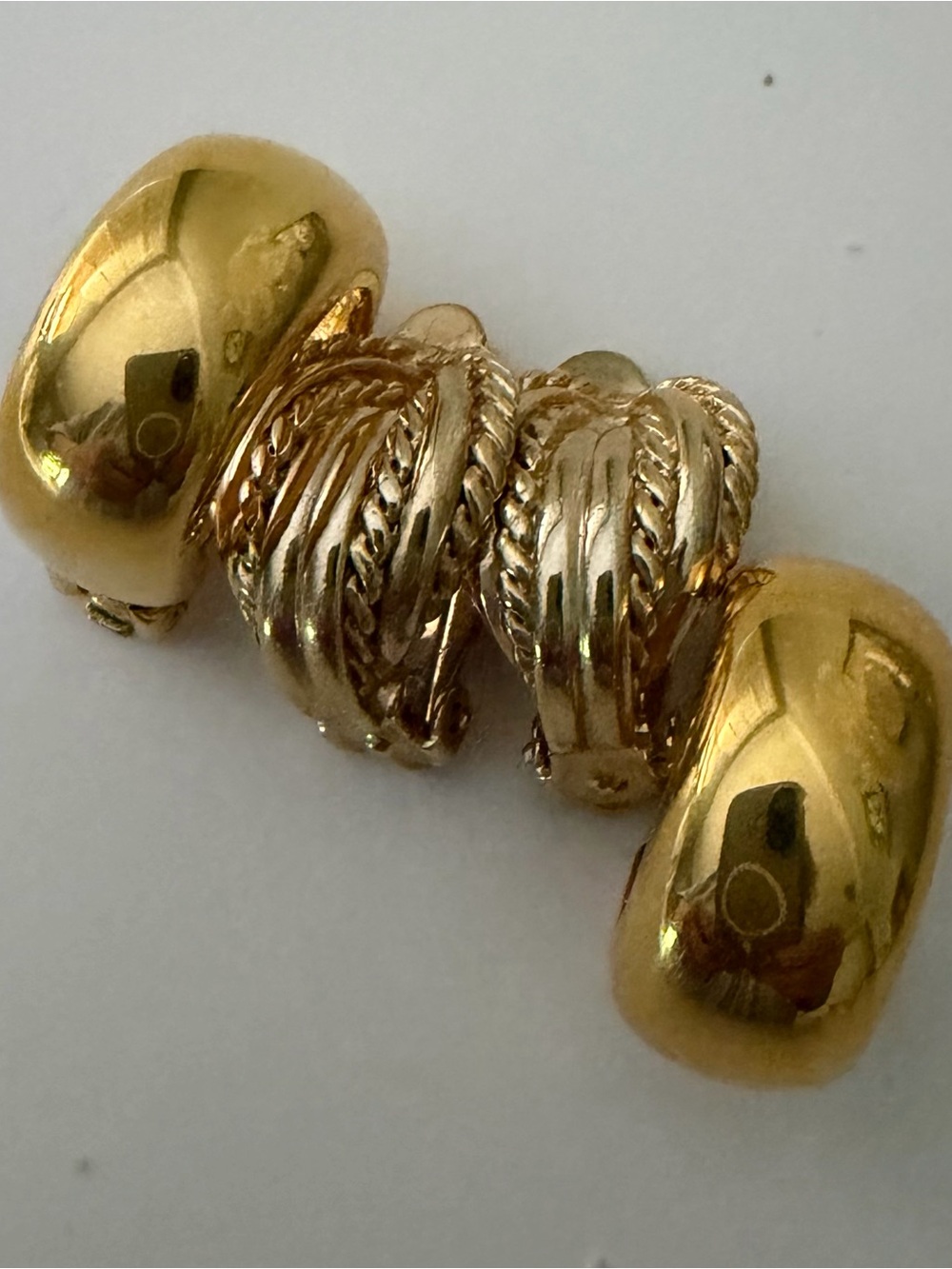 TWO Pair of Gold Clip-on Earrings in the Huggy Style
